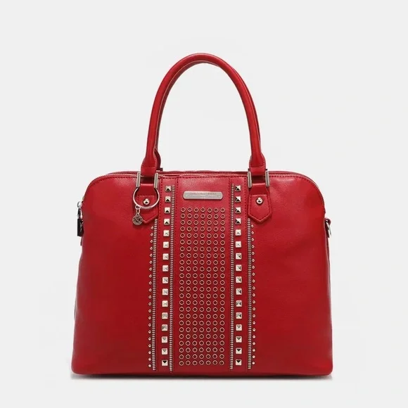 Studded Decor Handbag Brown